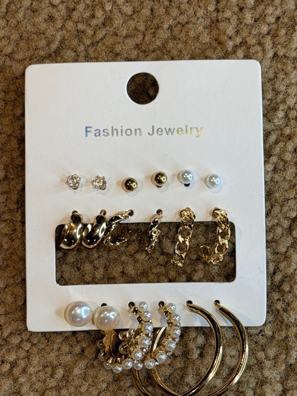 Fashion Jewelry Gold White Pearl Earring Set Assorted Styles